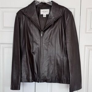 Nine West Women’s Soft Brown Leather Jacket Size XL Excellent Condition